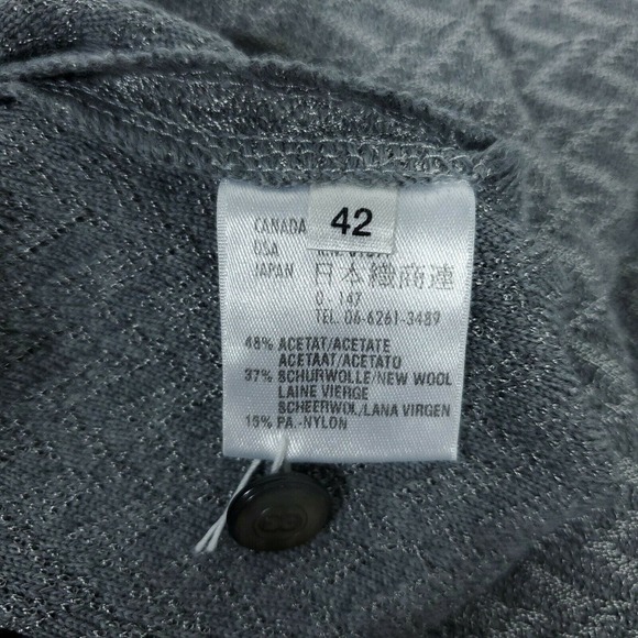 Escada Saks Fifth Avenue Cardigan EUR 42 Gray Wool Chevron Knit Tunic Sweater - Picture 9 of 9